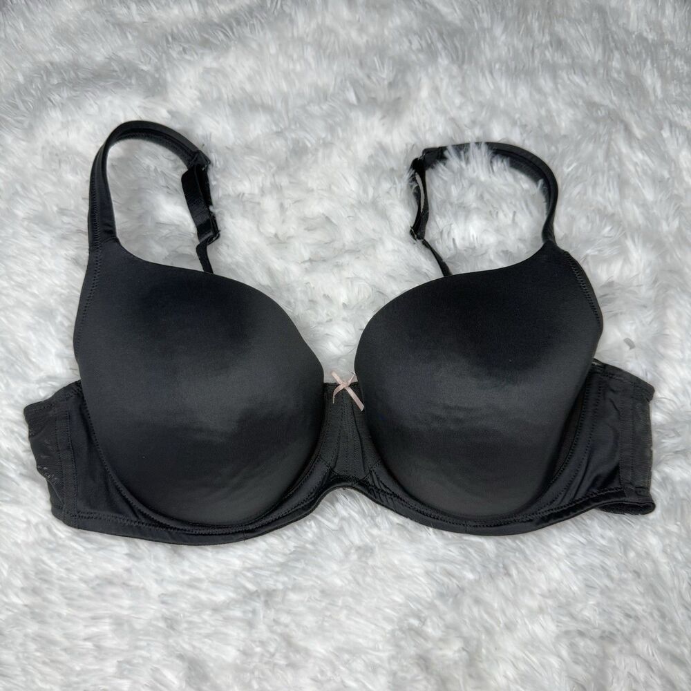 Cacique 38D Lightly Lined Balconette Bra Black Underwire Cooling